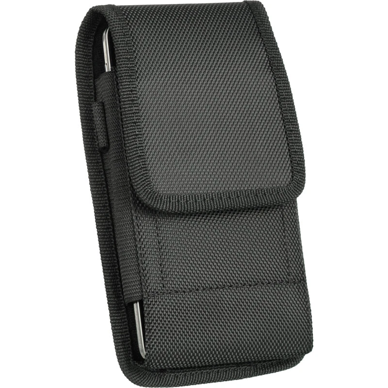 Vertical Black Nylon Holster Phone Carry Pouch For iPhone 16 Plus / 16 Pro Max - Image 2 of 4