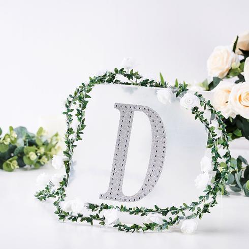 8" tall SILVER Letter D Self-Adhesive Rhinestones GEM STICKERS Wedding Supplies - Picture 1 of 8