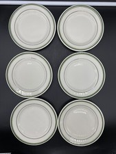 6 Vintage Allegheny China Green Stripes 5" Dessert Bowls Warren Pennsylvania