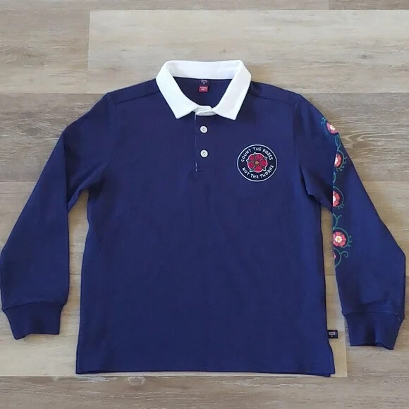 FILA Polo Shirt nuova senza etichette Rowing Blazers ragazzi maniche lunghe blu taglia L