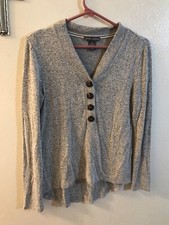 CHELSEA & THEODORE Women's Sz XS Grey  V Neck Long Sleeve Pullover Soft Light
