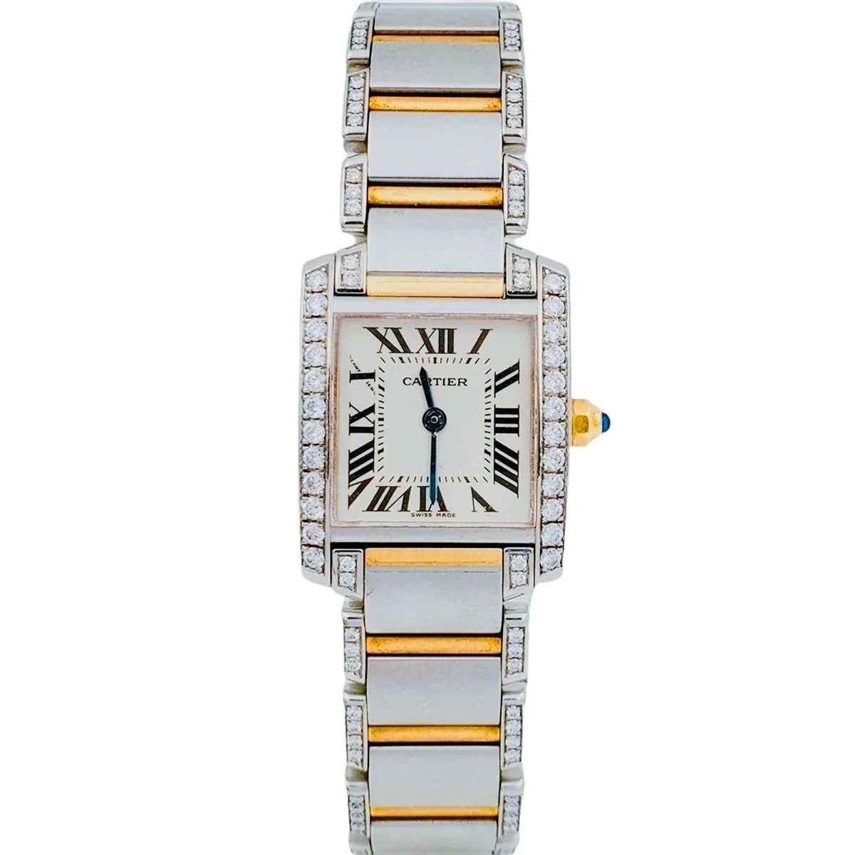 Tank française watch small model yellow gold & steel new arrivals