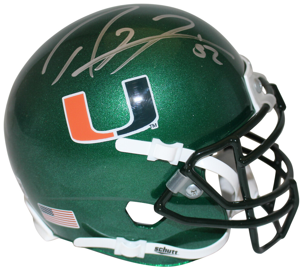 Ray Lewis Autographed Signed Miami Hurricanes Green Schutt Mini Helmet Beckett 