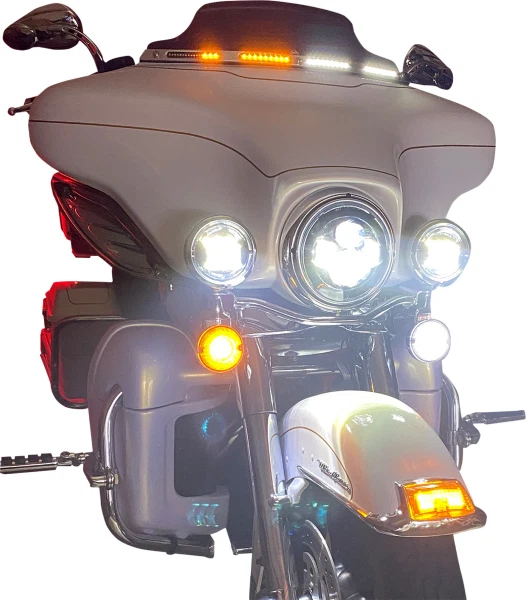 Parabrisas LED secuencial de humo personalizado Dynamics Genesis 4 cromo Harley... Foto 2 de 2