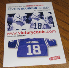 Peyton Manning Free Jersey Promotion Card  - Victory