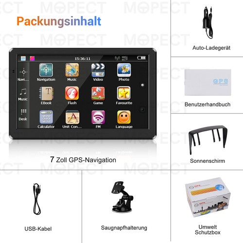 MOPECT 7'' LKW PKW GPS Navigationsgerät Auto Navi Wohnmobile POI Blitzer EU Kart - Bild 14 von 14