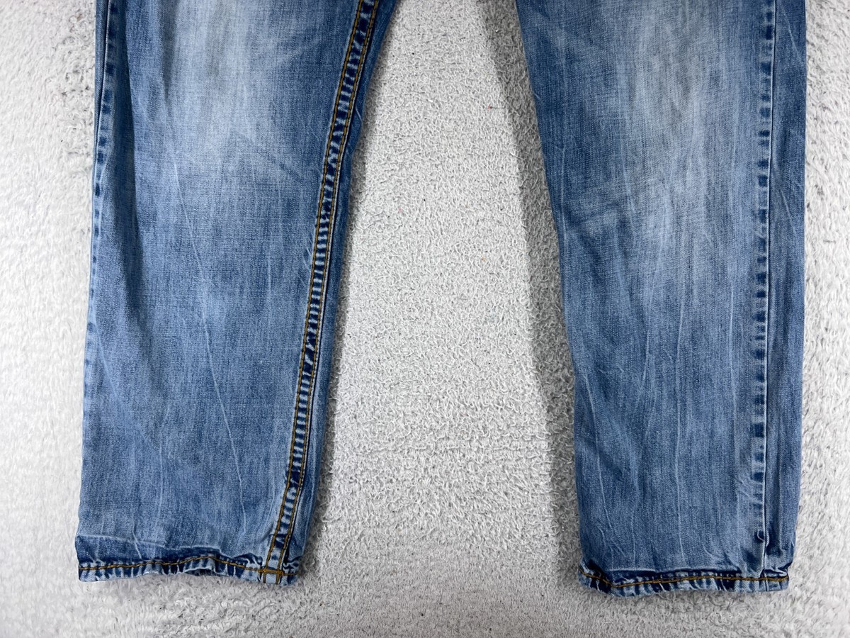 SMOG Pants Men 38 Blue Denim Jeans Straight Distressed
