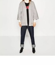 Zara Grey Wool Blend Handmade Kimono Jacket- Size S- Bnwt