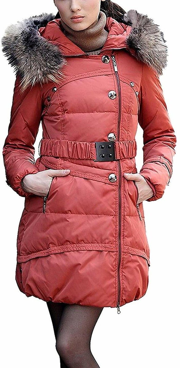 Want Women's Winter Down Jacket with removable REAL FUR Trim Coat
