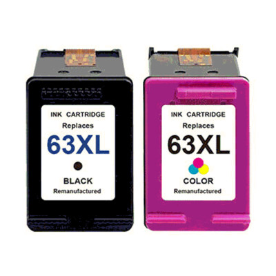 2x Hi-Yield BK& Color Ink For HP 63 63XL OfficeJet 3830 3832 4650 4655 5200 5260