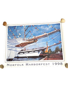 NORFOLK, VA 1998 VINTAGE HARBORFEST POSTER 30"X23"