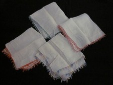 4 pc Lot Vintage drawnwork tatting edge Hanky Hankies Handkerchiefs