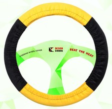 Steering Wheel Cover In Yellow And Black Smooth And Soft Velvet Material Quality
