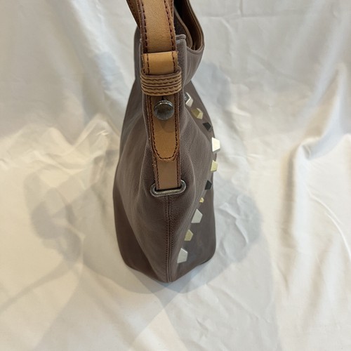DIESEL Dark Brown Leather Studded Hobo Shoulder Bag EUC! - Picture 9 of 18