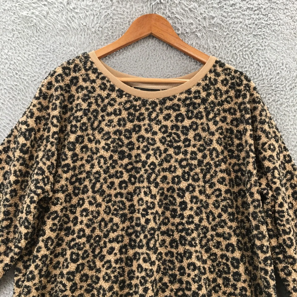 Suéter NY & C Leopardo Difuso Para Mujer XL Beige Pullover Manga Larga Informal Tejido Foto 2 de 4