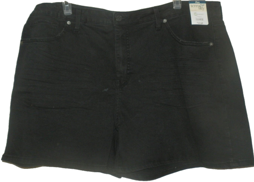 New Women's Black Jean Denim Size 22W Terra & Sky High Rise Mom Shorts