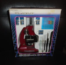 NIB VINTAGE 1989 EDU SCIENCE MICROSCOPE SET WITH LIGHT