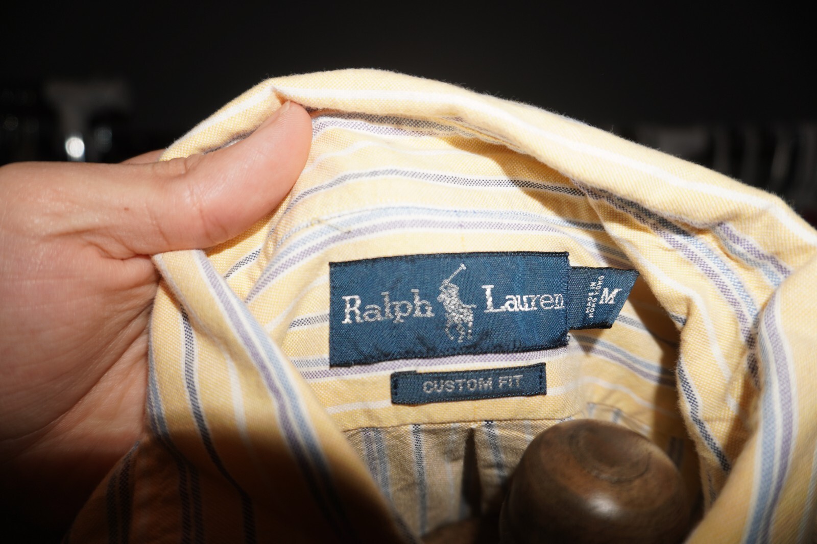 Camicia Oxford Ralph Lauren uomo vestibilità classica media gialla a righe con bottoni pony