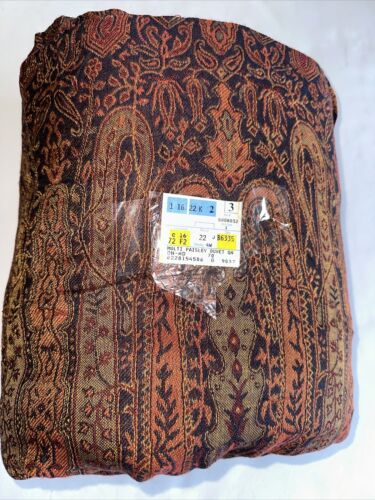 Vtg New Viscose/rayon  QUEEN DUVET Multi Paisley Navy & Burgundy Button Closure - Picture 1 of 8