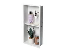 NEW ALFI brand ABNC1224-W #40 12" x 24" Stainless Steel Shower Niche with Double