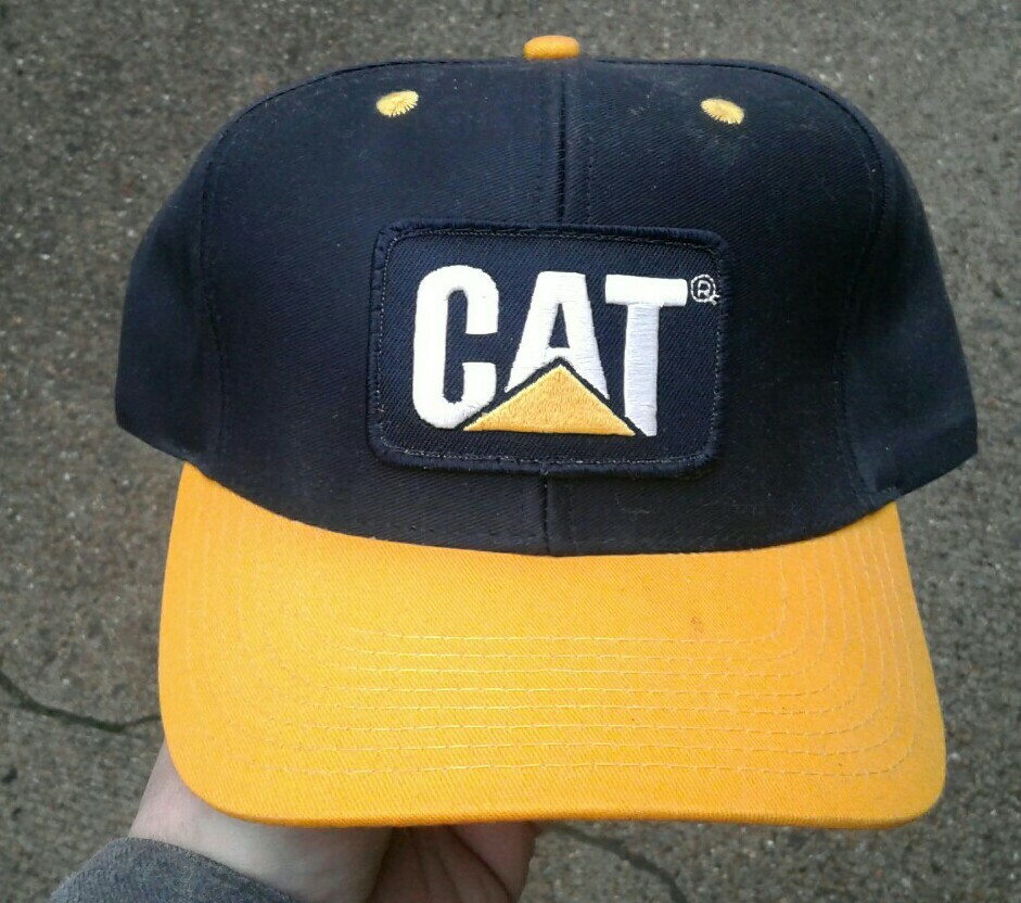 Vintage Cat Caterpillar Large PATCH Logo Operator Hat Cap Black