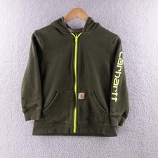 Kids Carhartt Full Zip Hoodie Jacket Camo Lined Green Yellow Zip Size Youth L