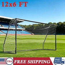12x6 Ft Metal Soccer Goal Football Goal Posts w/Net Backyard Practice Training