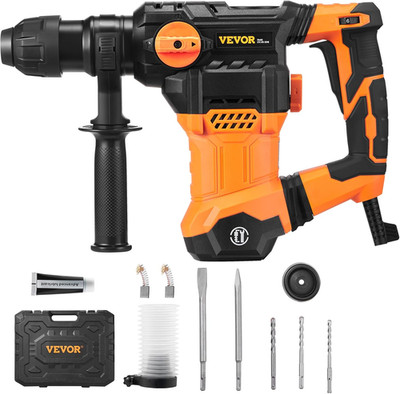 1-1/4 Inch Sds-Plus Rotary Hammer Drill, 13 Amp Corded Drills, Heavy Duty Chippi