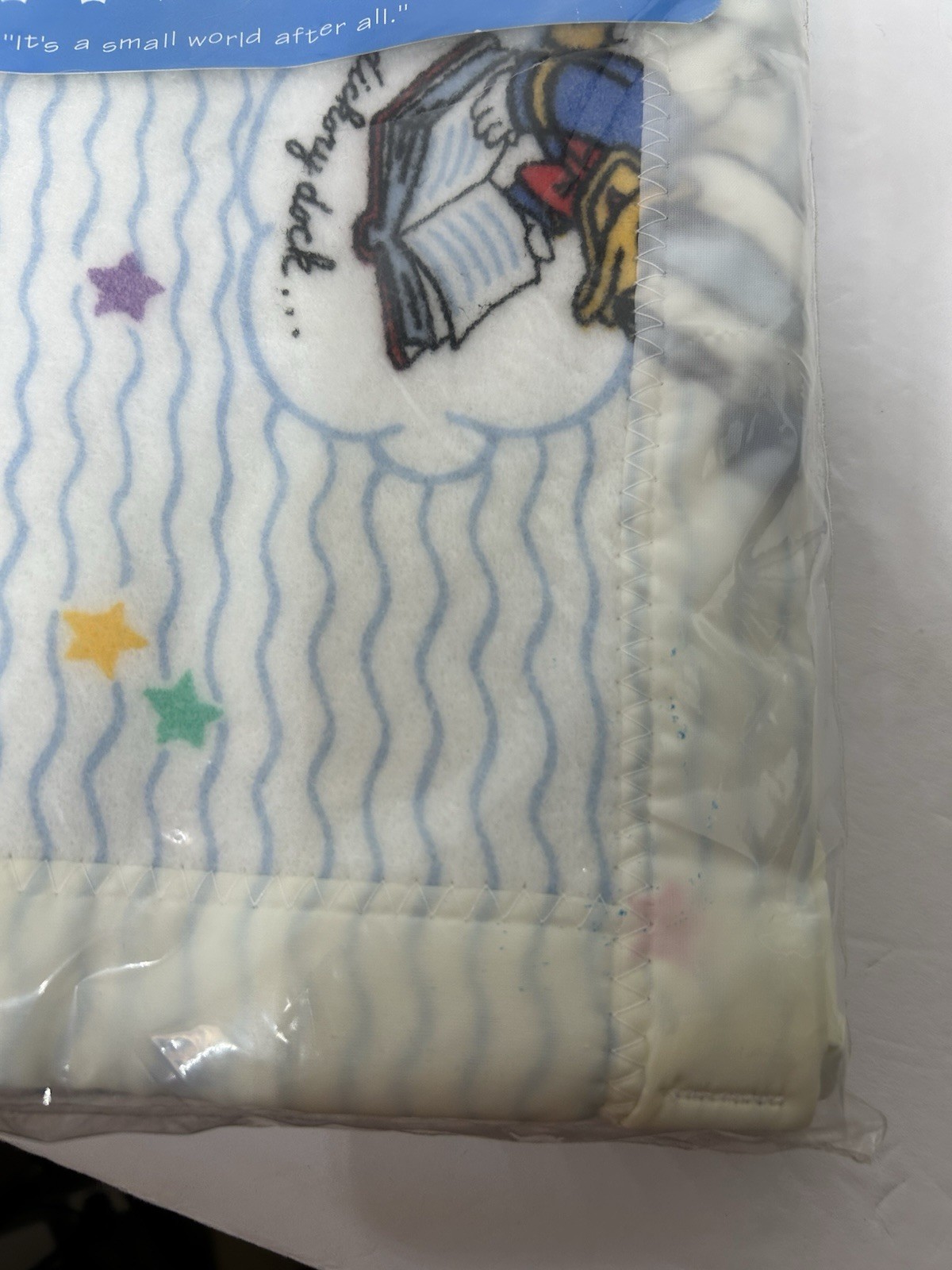 VINTAGE Rare Disney Babies Mickey Mouse Minnie Donald Nylon Binding Crib Blanket