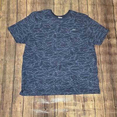 Greg Norman T-Shirt Mens 3XL Navy Scattered Shark Print Golf Dadcore Coastal