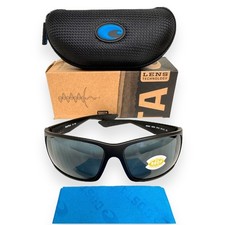 Costa Del Mar Sunglasses Reefton Matte Black Gray Polarized Plastic Lens w/case