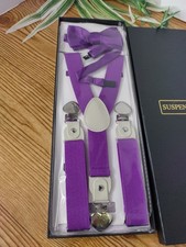Boys Purple Suspender And Bow Tie Set
