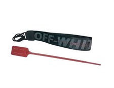 Off White Industrial Keychain Black With Gray Letters Metal Clasp With Ziptie