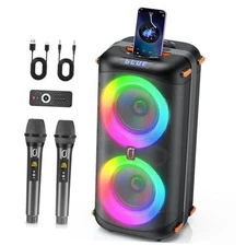 Karaoke Machine with 2 Wireless Microphones, Portable Bluetooth 5.3 JYX-T27T