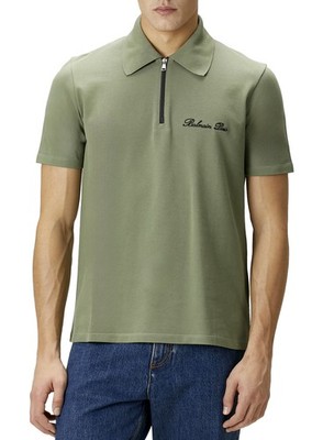 Balmain Mens Logo Embroidery Short Sleeved Polo Shirt Large Green - NWT $690