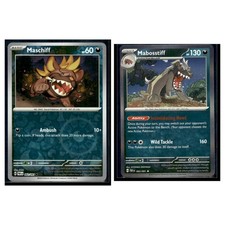 2 Card Pokemon - SV: Paldean Fates - Maschiff 062/091 & Mabosstiff 063/091 LP
