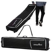 Rolling Double Ski Bag - Padded Ski Bag With Wheels for 175 Centimeters Black