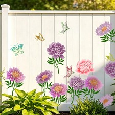 Large Fence Flower Stencils for Painting on Garden Wall Wood Floor Canvas Pap...