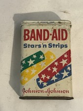 VTG 50s Band Aid Stars & Strips Metal Tin Emp...