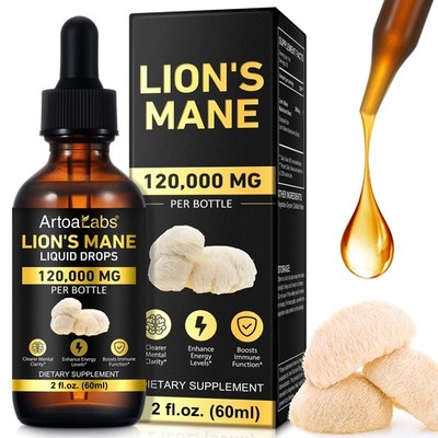 Lions ManeMushroom Drops   Brain Supplement 120,000 MG, Memory Focus & Immunity