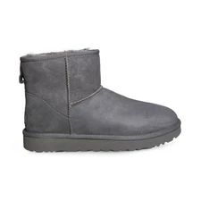 UGG CLASSIC MINI II GREY SUEDE SHEEPSKIN WINTER WOMEN'S BOOTS SIZE US 8/UK 6 NEW