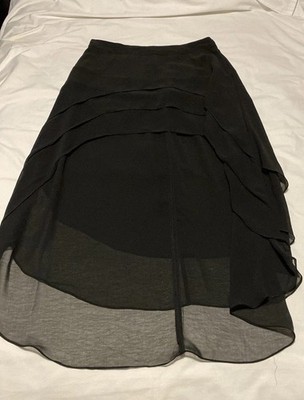 Double Zero ~ Women s Large Hi-Low Layered Black Shirt