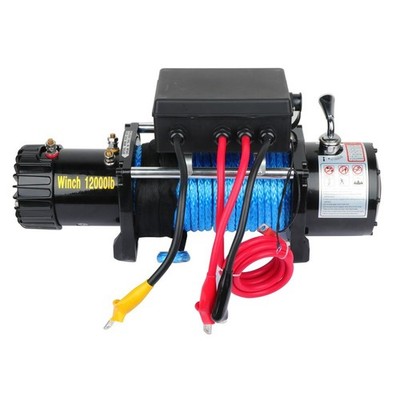 Electric Winch Synthetic Cable Truck Trailer Towing Off Road 4WD 12000 lbs