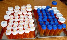 LOT 78 EMPTY AMBER PLASTIC RX MEDICINE PILL BOTTLES Multi-Use Hobby Craft