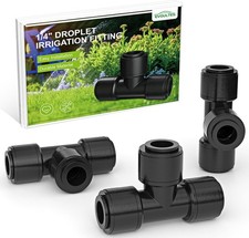 16 Pack 1/4" Quick Connect Drip Irrigation Tee Fittings for 1/4 Inch Irrigation