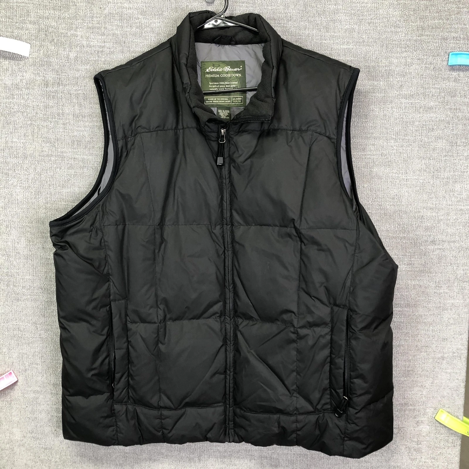 Eddie Bauer Vest Mens XL Black Premium Goose Down Puffer Outerwear Quilted Warm