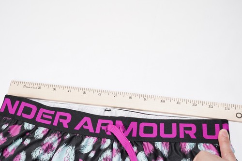 Under Armour Girls UA Play Up Printed Shorts Youth Large YLG Black Pink Blue - Picture 6 of 11