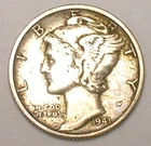 1941 S Mercury Winged Head Dime 10 Cents Silver Coin VF+