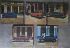 CLASSIC CARS of Vintage Cuba WALL ART Canvas 10x10 Inch Set of 5 Automotive 