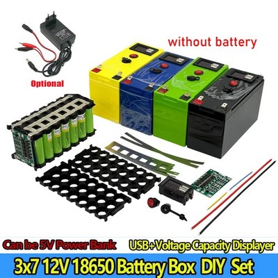 3S 12.6V 40A Balanced BMS& 12V 3S7P Rechargeable BatteryBox w/Display 2A Charger